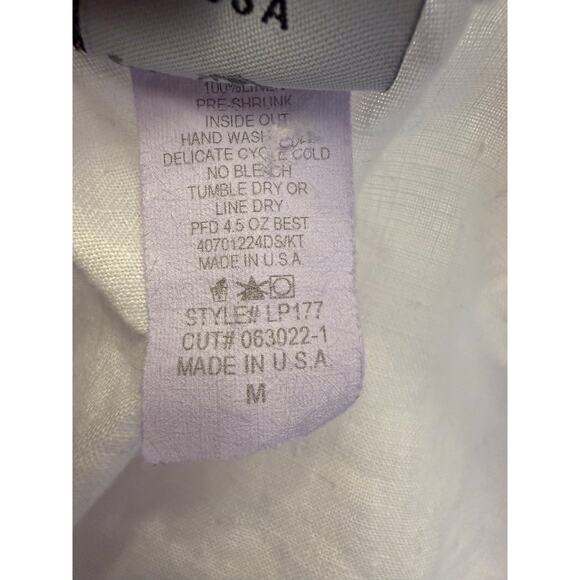 Match Point Linen Wide Leg Fringed Pants Women’s Size M White Boho Beach Pockets - Picture 5 of 5